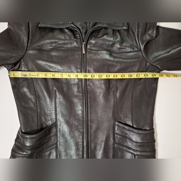 Jones New York Black Leather Stitch Detailed Coat - Picture 13 of 16